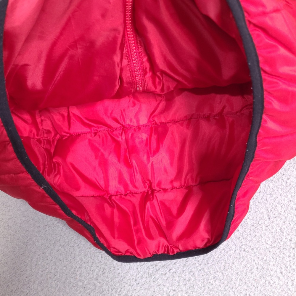 RuffHewn Womens Puffer Vest Large Red Herringbone Tweed Toggle Zip Up - Picture 9 of 10